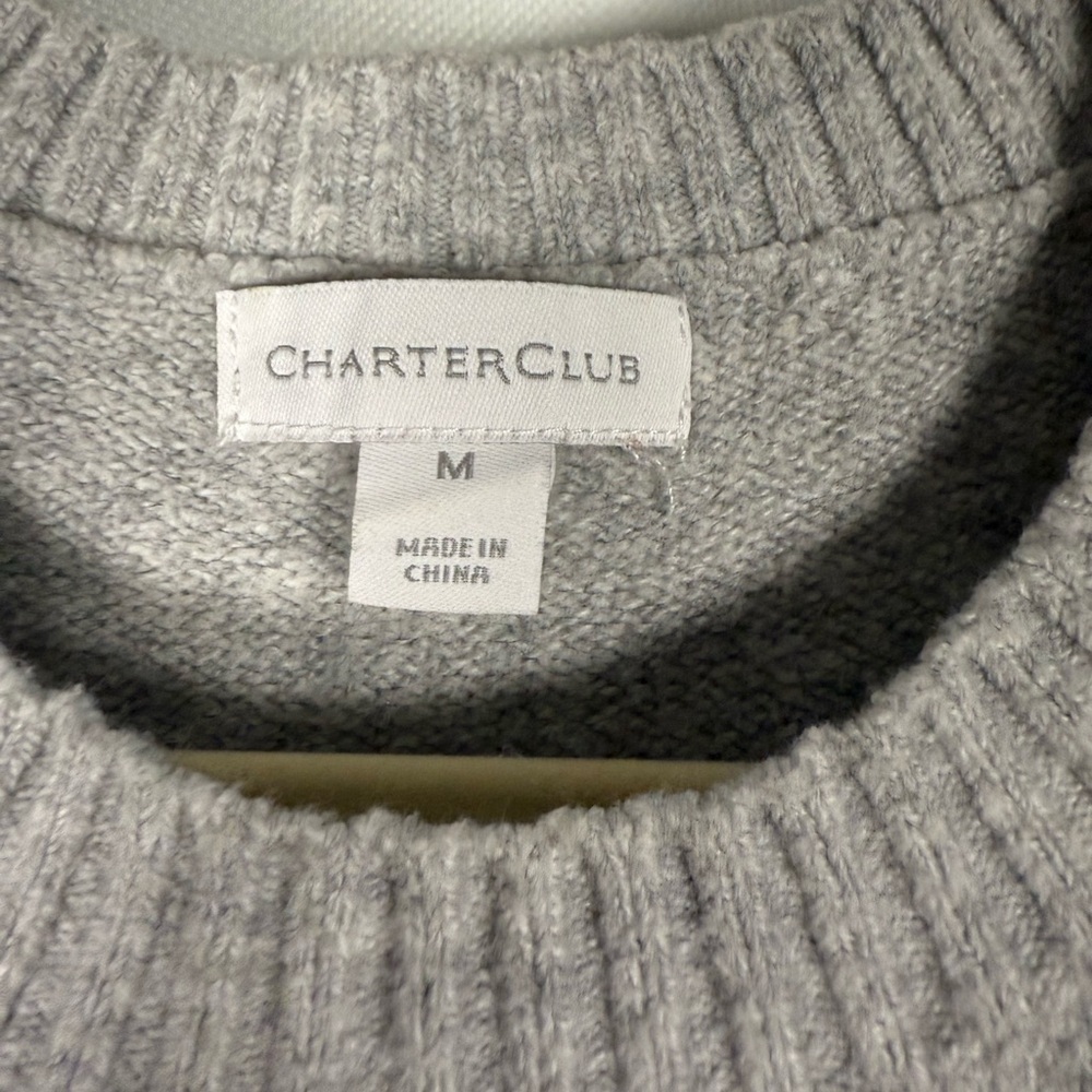 Charter Club Grey Knit Pearl Sleeveless Sweater Vest Medium - Picture 3 of 7